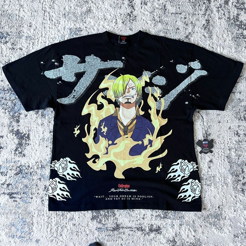 Civil Regime x One Piece Sanji's Rise Oversized Graphic Black Men's XL Tee